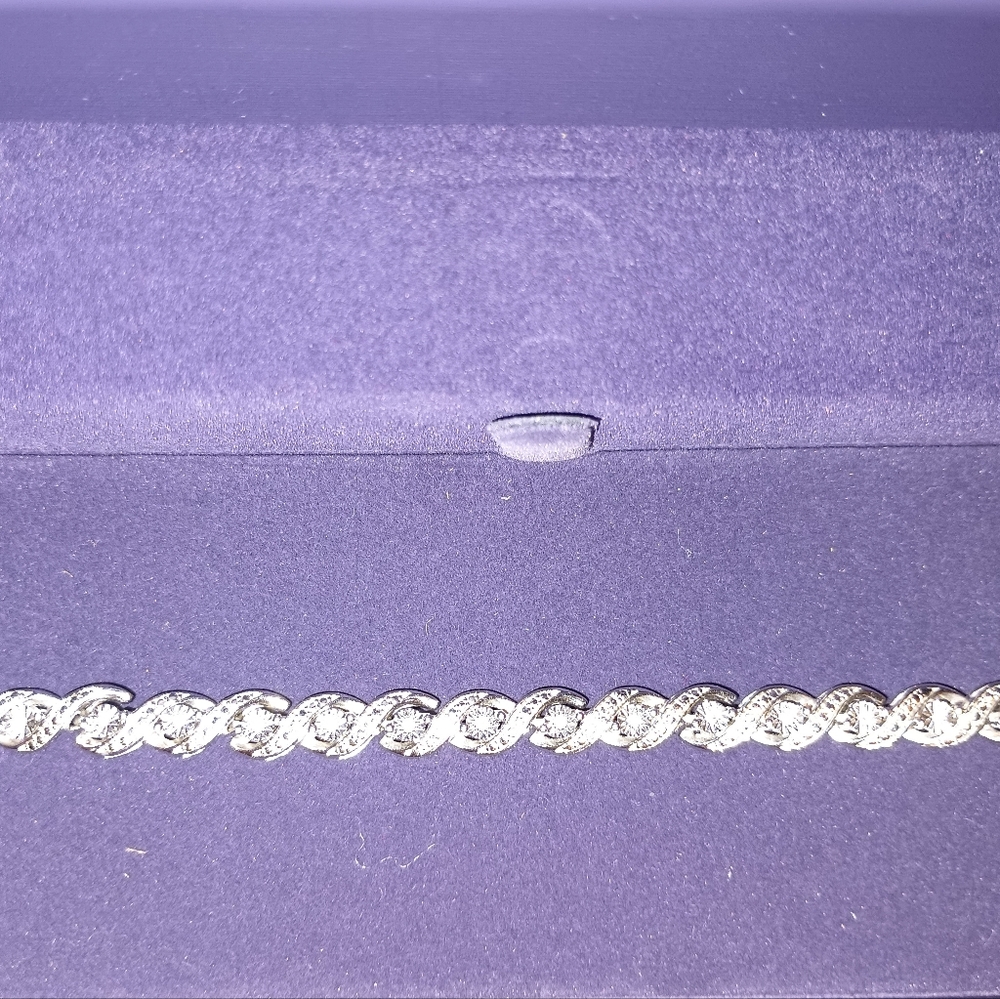 Zales Elegant  Diamond And Silver Women's Bracelet